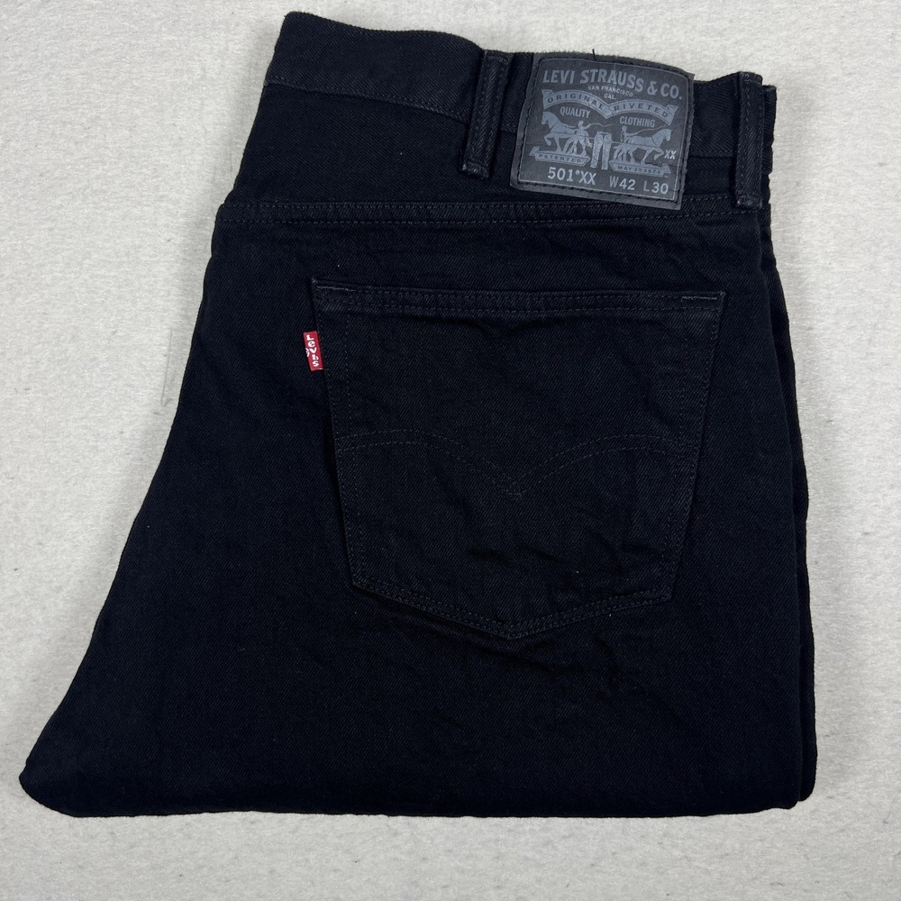 Levis 501 XX Black Jeans Mens 40x28 Straight Button Fly 100% Cotton Denim Pants